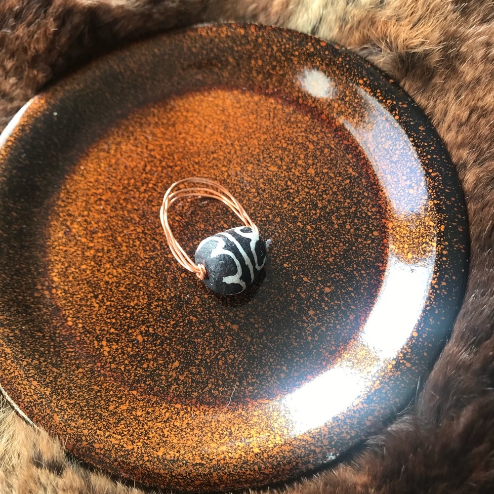 Handmade African glass beaded ring